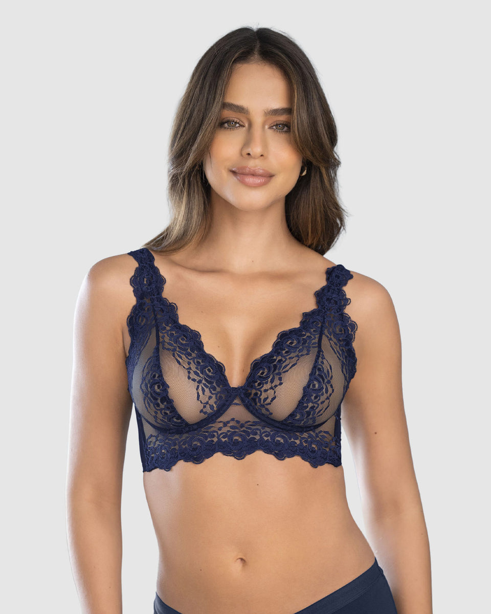 Brasier tipo bralette en encaje y transparencias