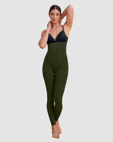 Legging de tiro alto de control en abdomen y piernas#color_b56-verde-oscuro