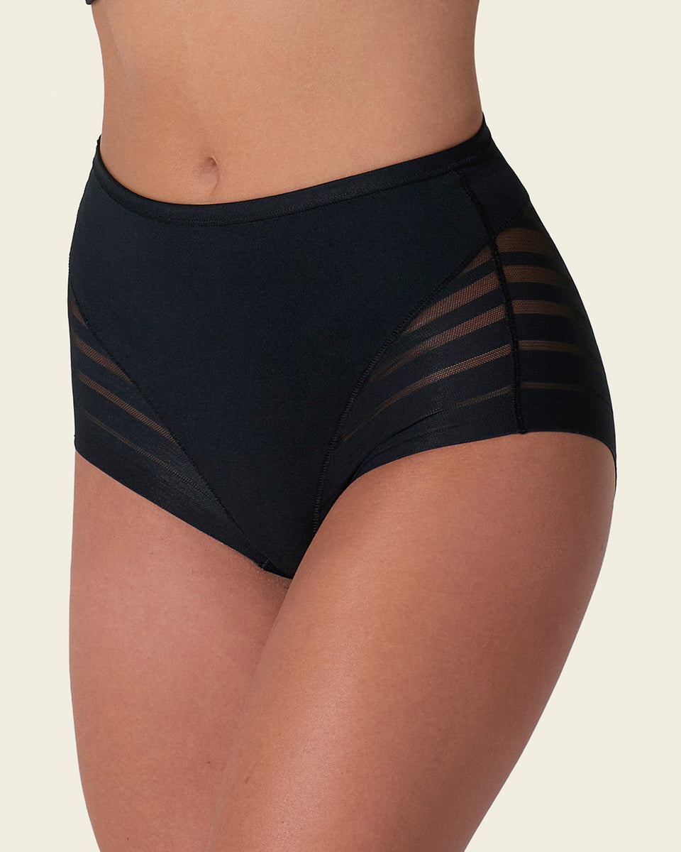 Calzón faja clásico con control moderado de abdomen y bandas en tul