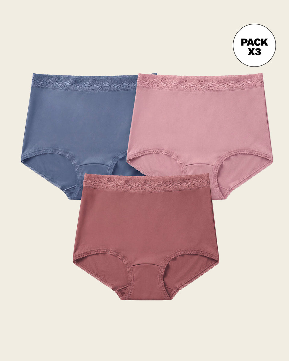 Paquete x 3 calzones clásicos con toques de encaje