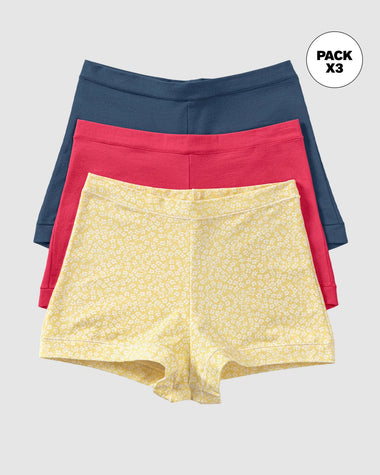Paquete x 3 bóxers con algodón elástico#color_s39-fondo-amarillo-estampado-coral-azul