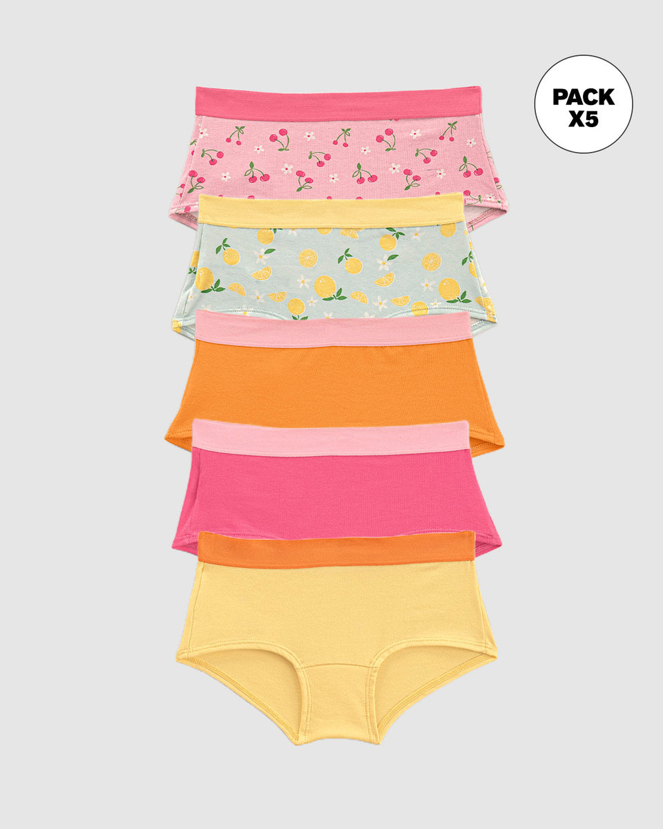 Paquete x 5 calzones tipo hipster para niña