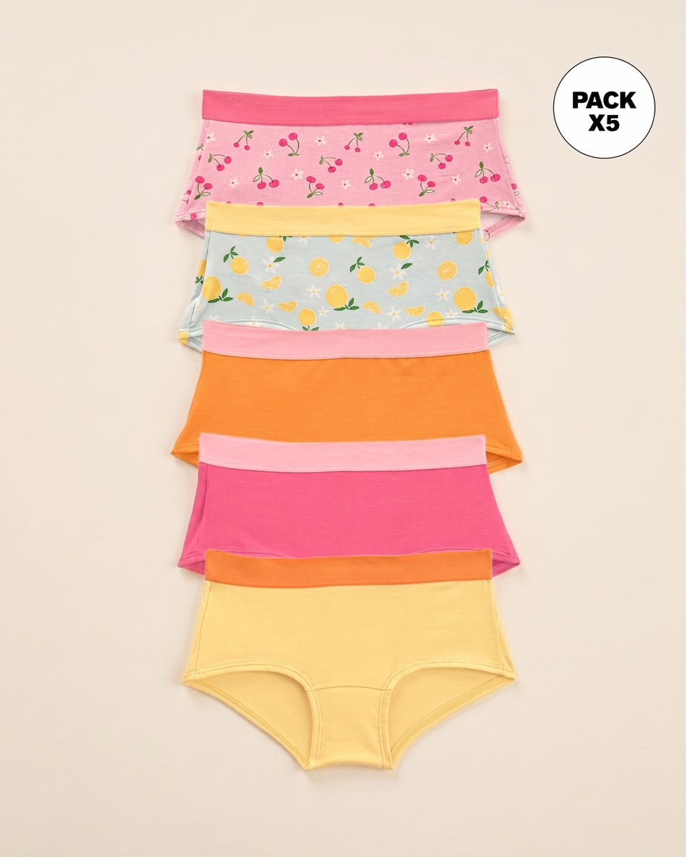 Paquete x 5 calzones tipo hipster para niña