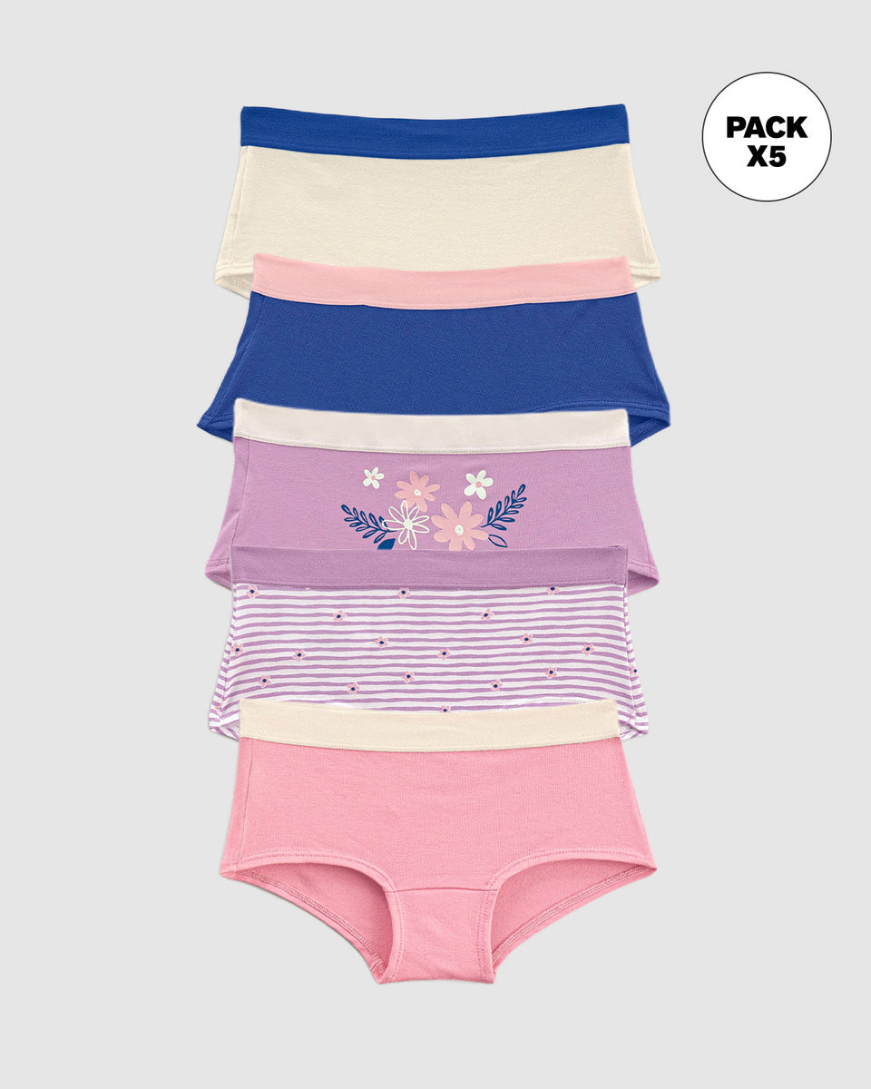 Paquete x 5 calzones tipo hipster para niña