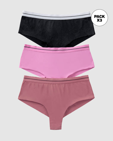 Calzones cacheteros paquete x 3 ultracómodos#color_s16-negro-rosado-salmon