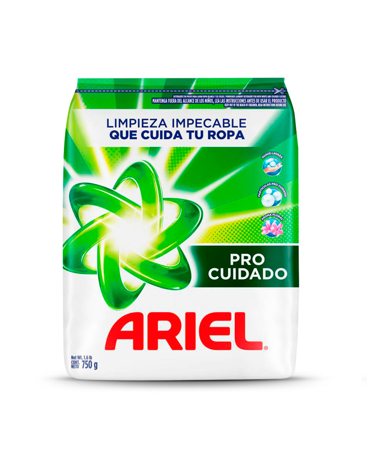 Ariel Pro Cuidado detergente en polvo para lavar la ropa blanca y de c