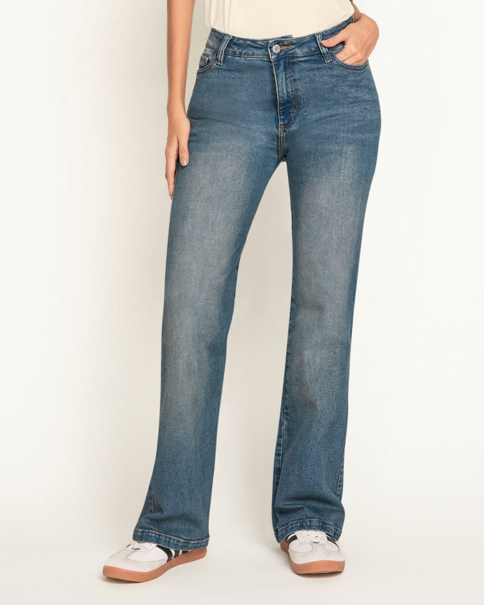 Jean bota ancha esencial para mujer