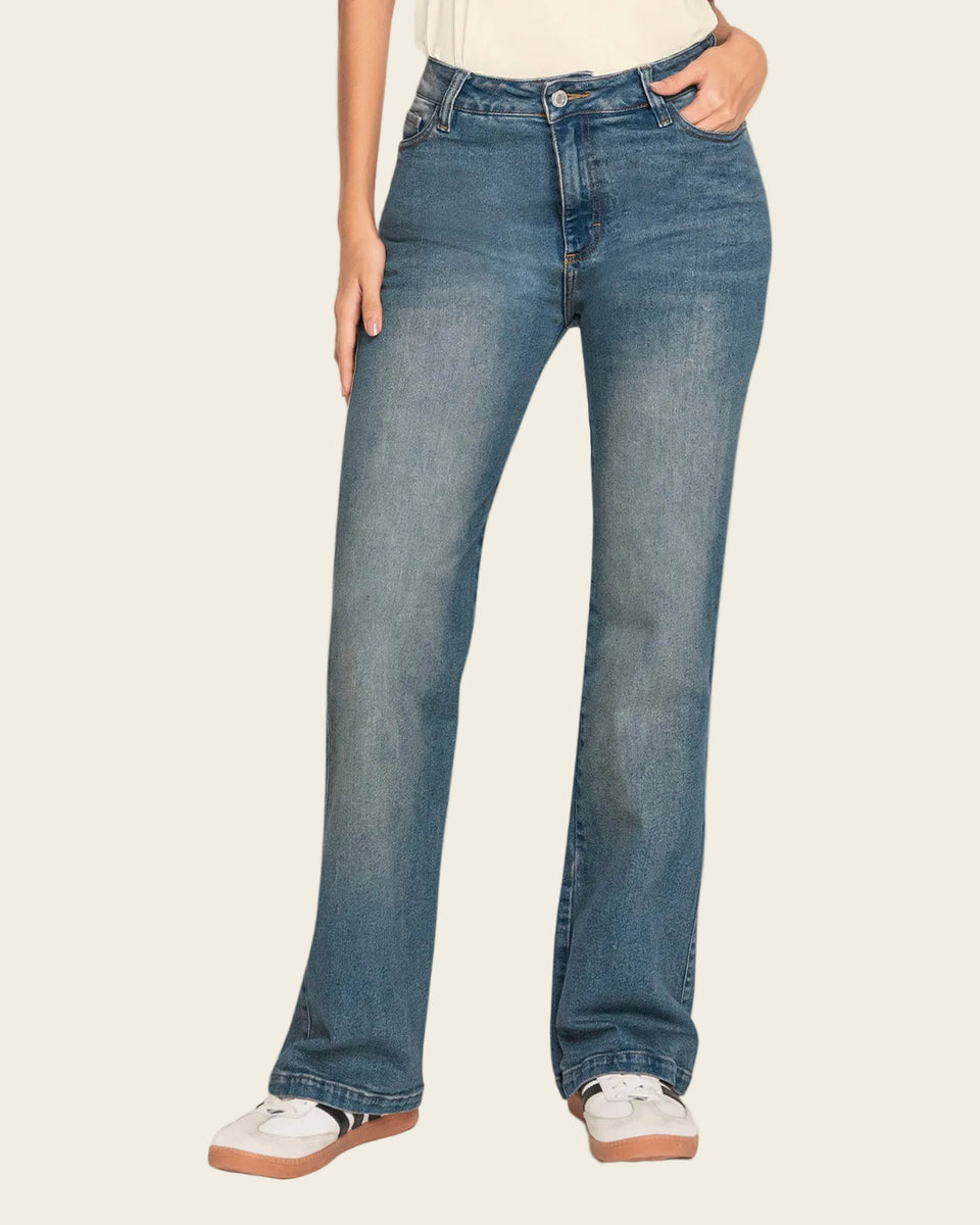 Jean bota ancha esencial para mujer