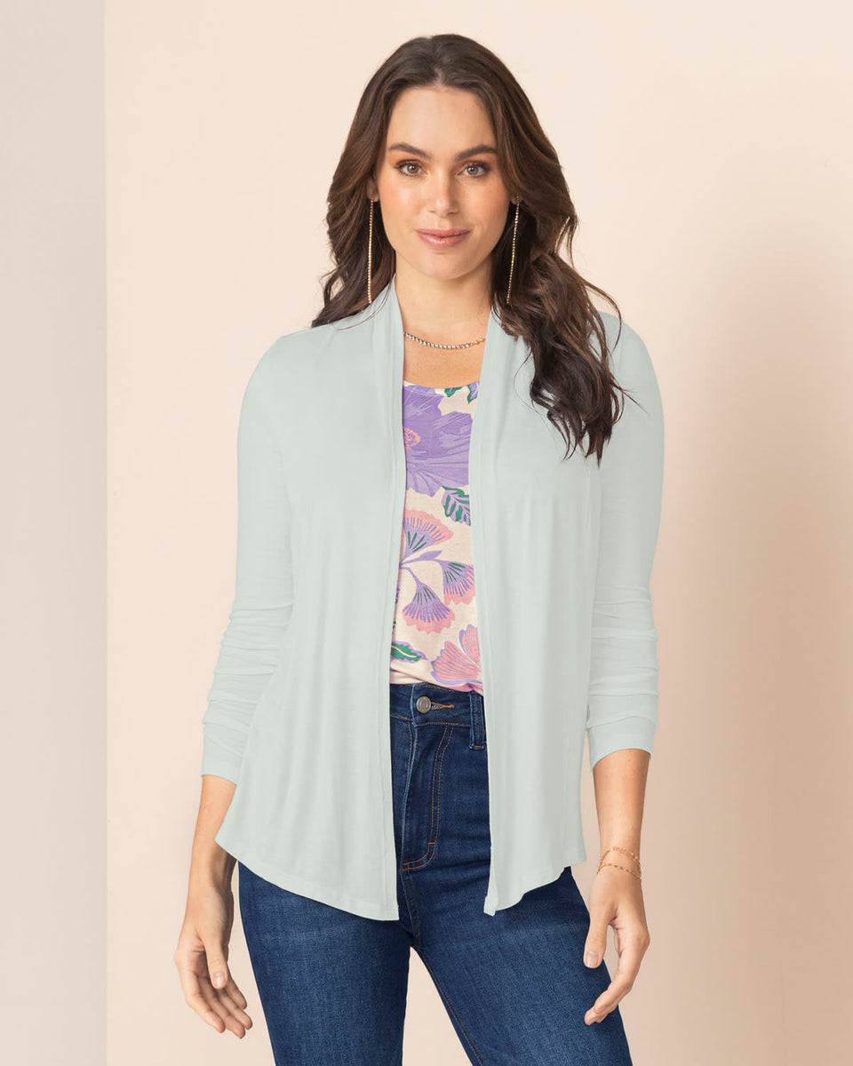 Camiseta abierta  manga larga con caída en laterales