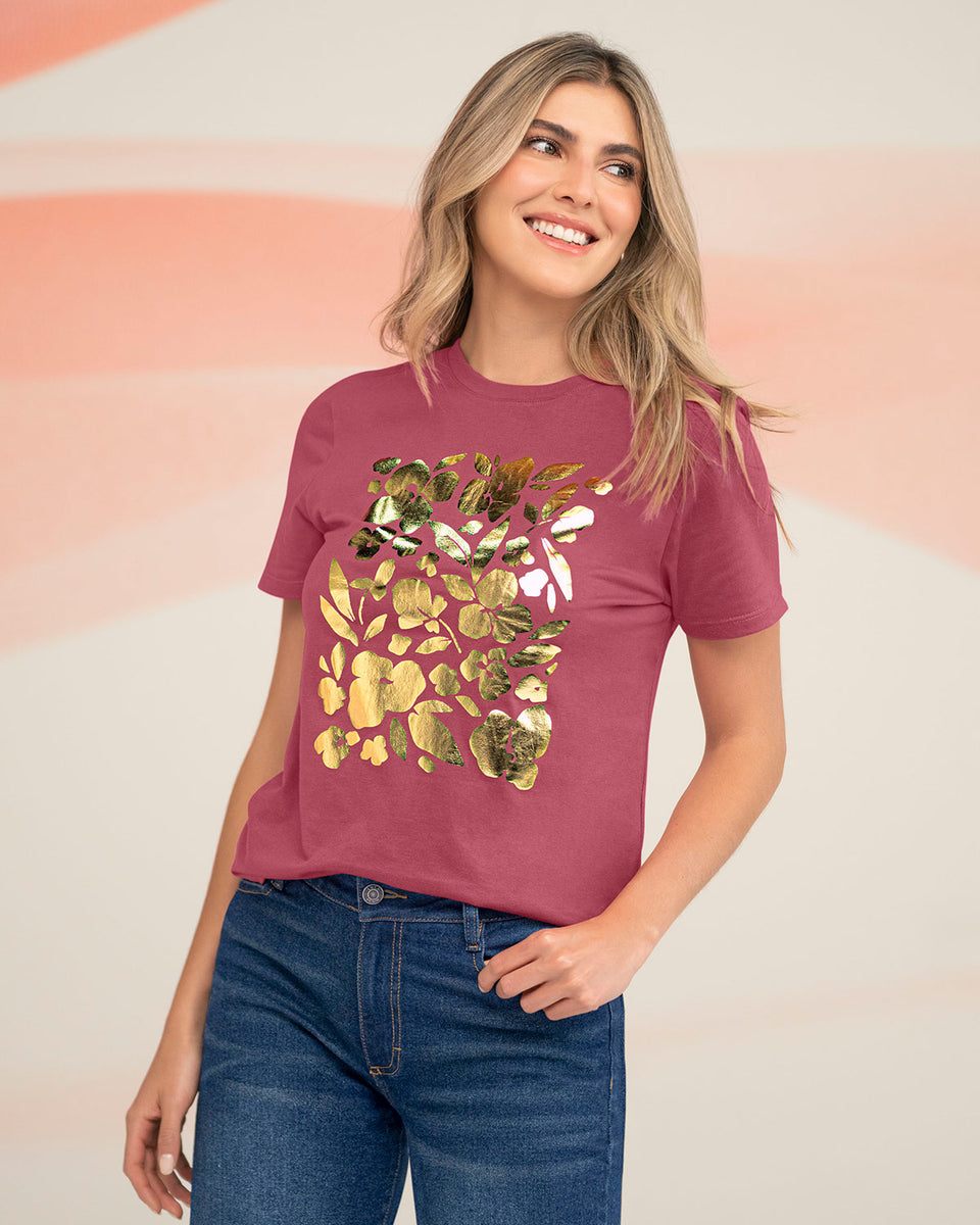 Camiseta manga corta con mensaje en el frente