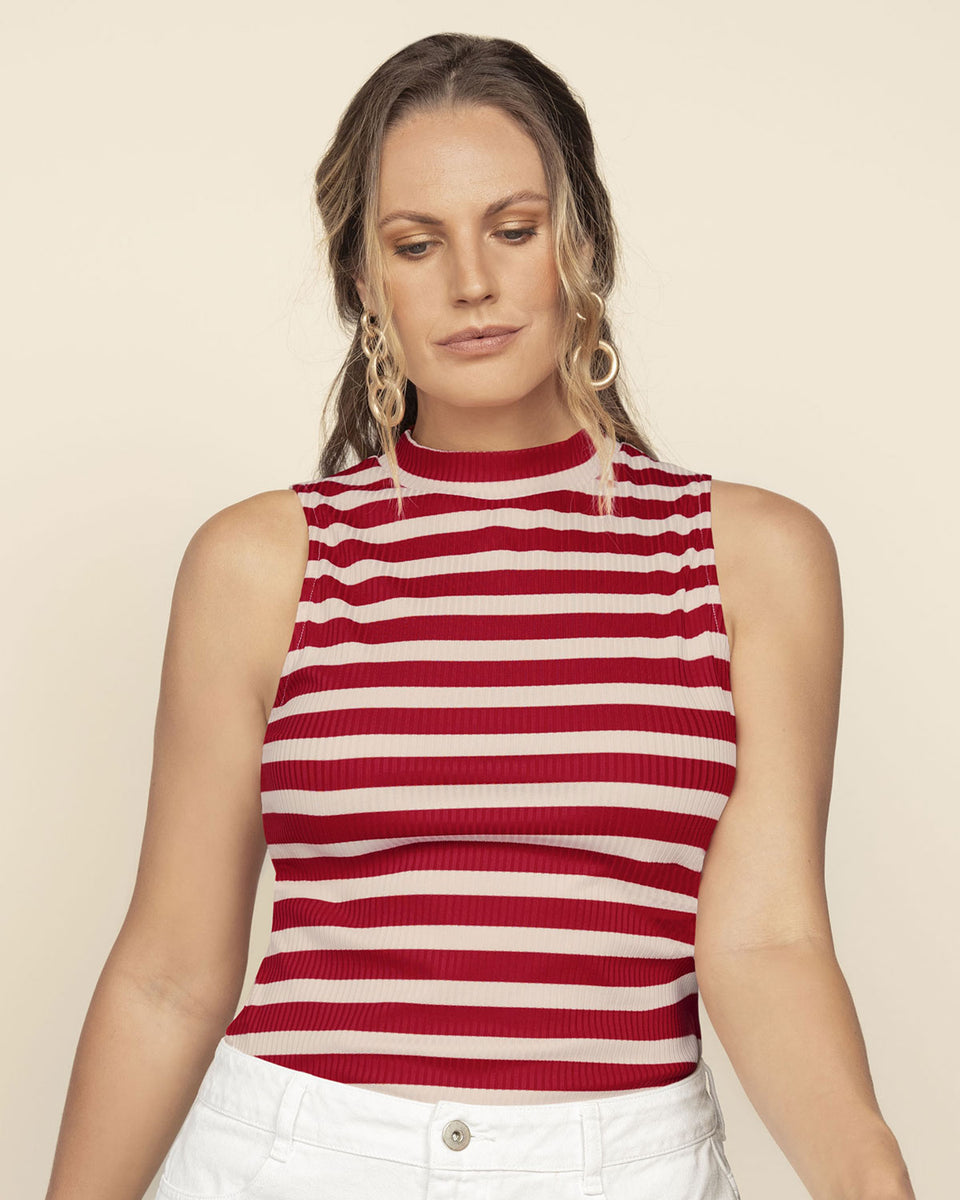 Camiseta manga sisa de cuello alto