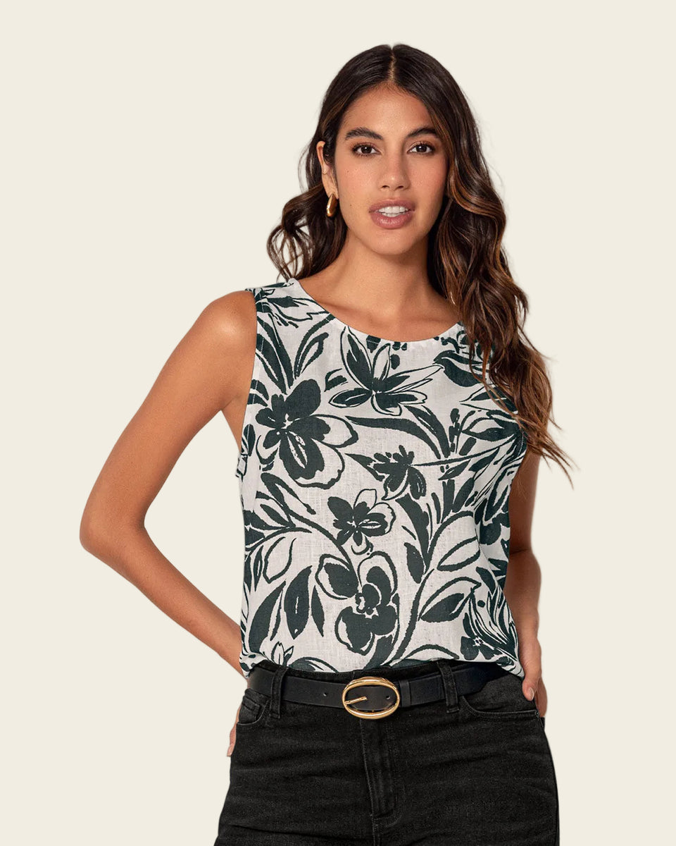 Blusa manga sisa estampada de cuello redondo alto