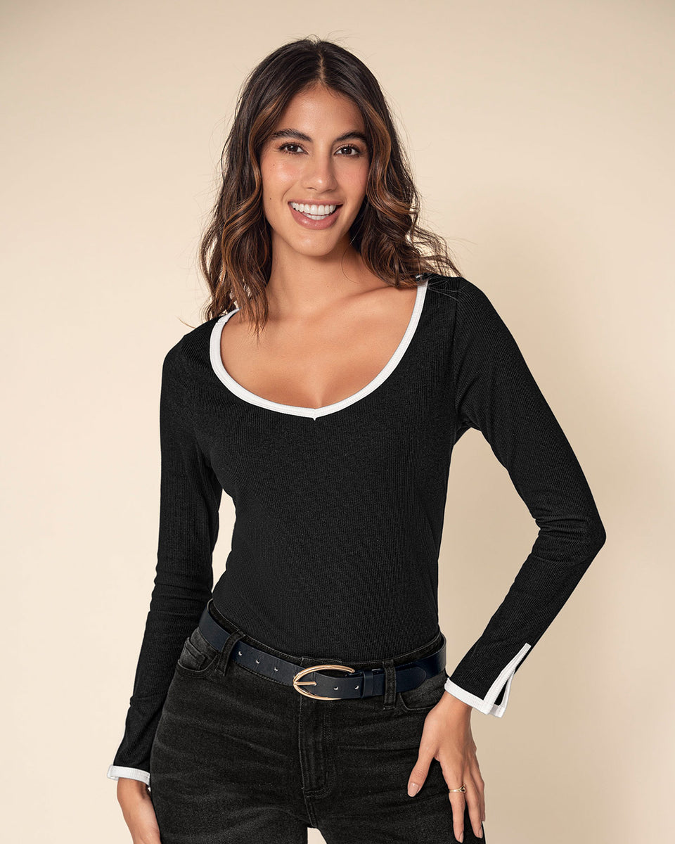 Camiseta manga larga de silueta ajustada