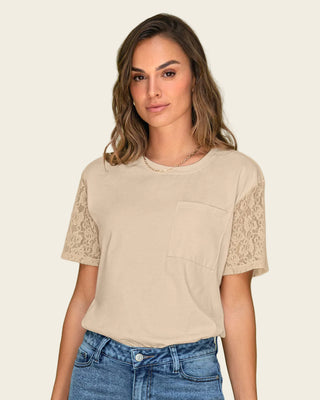 Camiseta con mangas y espalda en encaje#color_c76-beige
