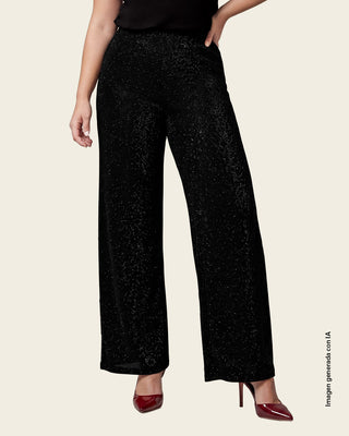 Pantalón bota recta con brillo#color_700-negro
