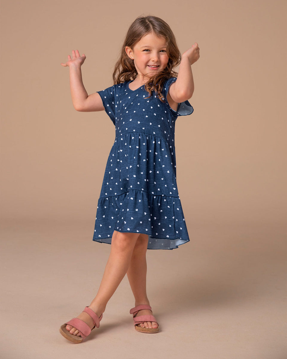 Vestido para niña con mangas con vuelo en borde