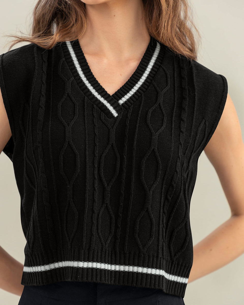 Chaleco con cuello en V fajón en rib