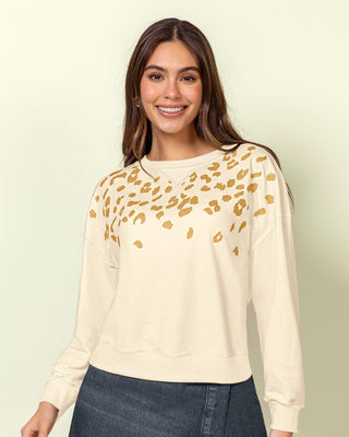 Polera cuello redondo con detalle triangular en rib#color_808-marfil