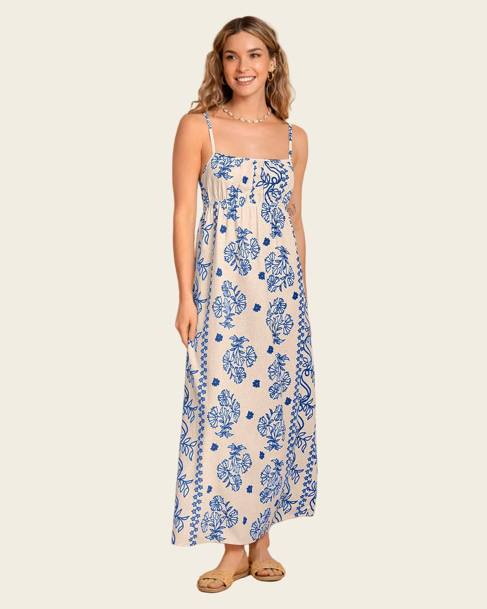 Vestido midi con tiras para anudar en espalda