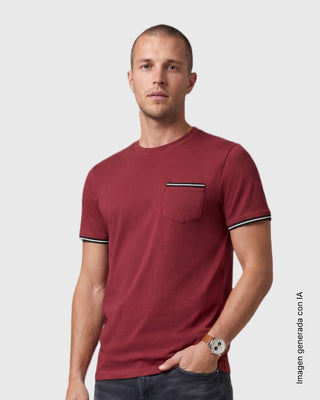 Camiseta con detalle tejido en bolsillo y mangas#color_727-gris-jaspe