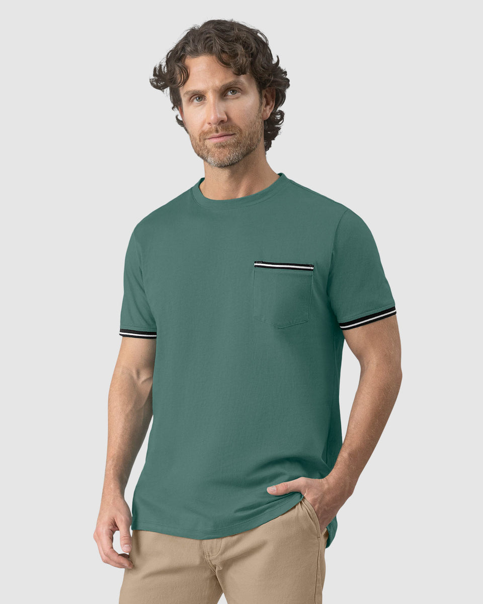 Camiseta manga corta con detalle tejido en mangas