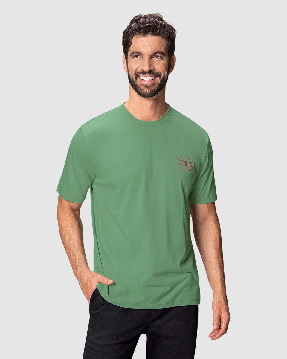 Camiseta manga corta con estampado localizado y cuello redondo