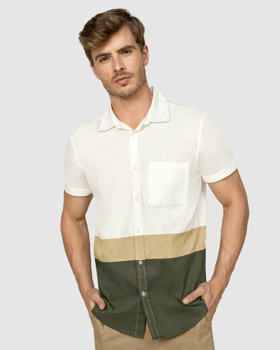 Camisa manga corta bloques de color