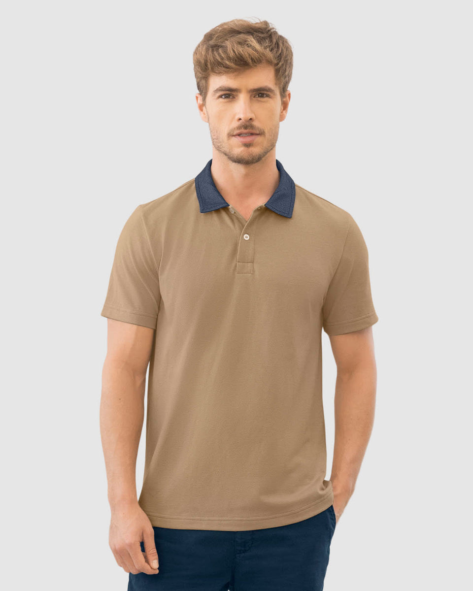 Camiseta tipo polo con cuello sport en contraste