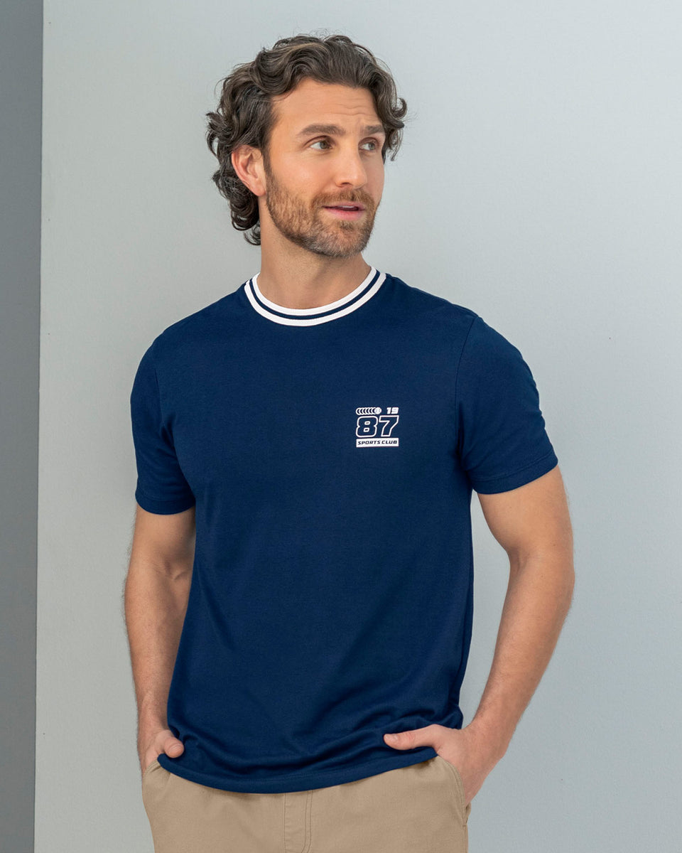 Camiseta manga corta de cuello redondo tejido