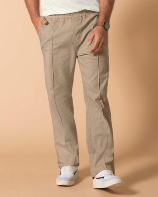 Pantalón bota recta para hombre con elástico en cintura#color_147-caqui