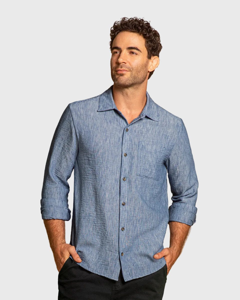 Camisa manga larga con botones para hombre