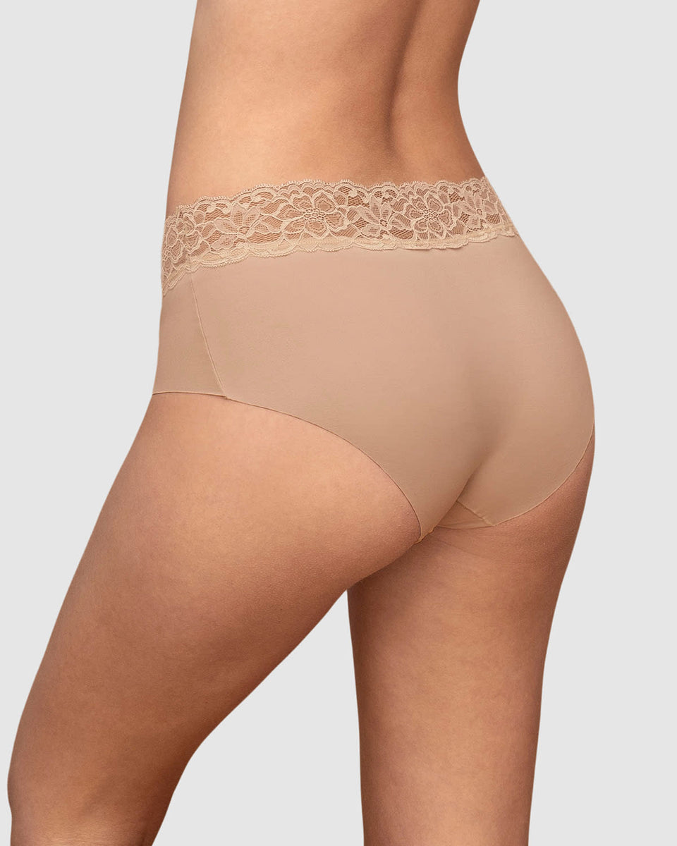 Calzón hipster en tela ultraliviana con franja de encaje