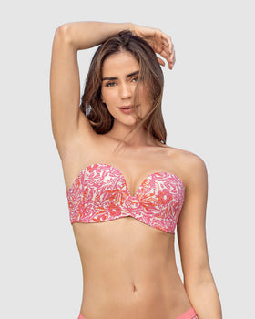 Brasier strapless Antigravedad de realce alto sin arco#color_a46-rosado-estampado-flores