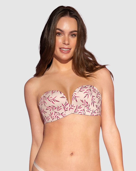 Brasier strapless Antigravedad de realce alto sin arco#color_b10-estampado-ramas