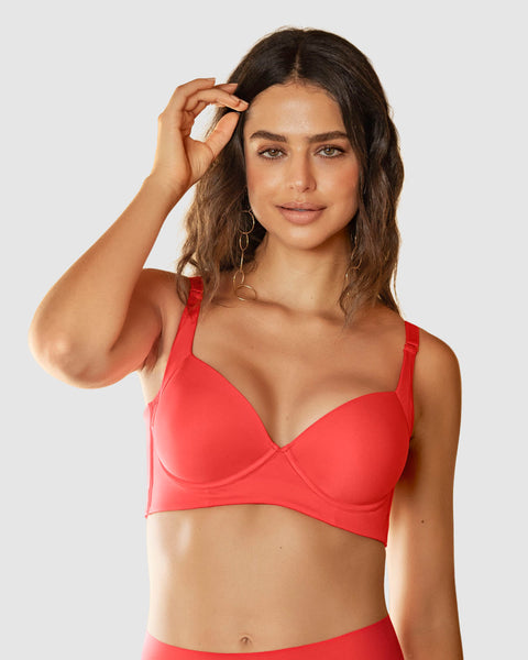 Brasier de realce suave y cubrimiento alto en sisa y espalda Cover Bra#color_204-coral-medio