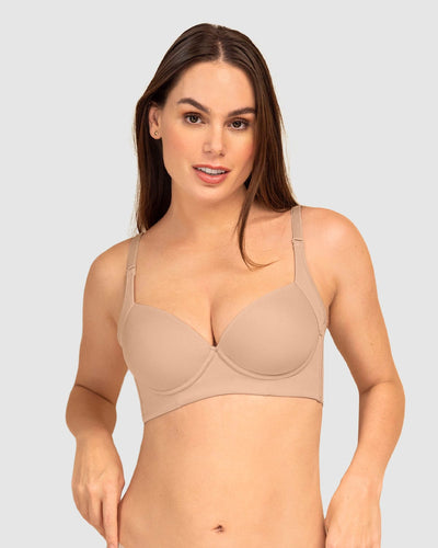 Brasier de realce suave y cubrimiento alto en sisa y espalda cover bra#color_802-cafe-claro