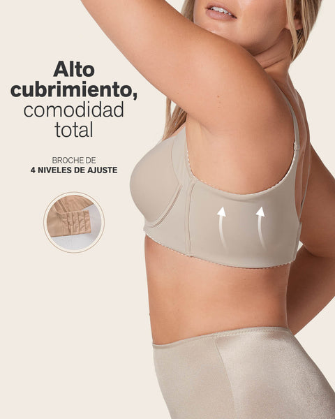 Brasier de realce suave y cubrimiento alto en sisa y espalda Cover Bra#color_a70-estampado-cafe-claro