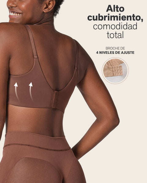 Brasier de realce suave y cubrimiento alto en sisa y espalda Cover Bra