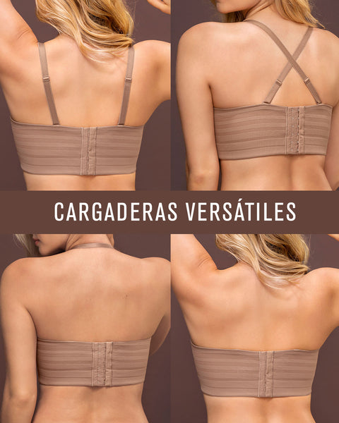 Paquete x2 brasieres tipo bustier support strapless#color_857-cafe