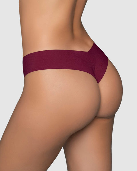 Calzón brasilera invisible ultraplano sin elásticos y de pocas costuras#color_430-vino