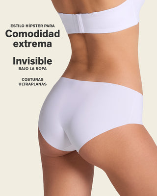 Calzón hípster invisible ultraplano sin elásticos y de pocas costuras#color_000-blanco