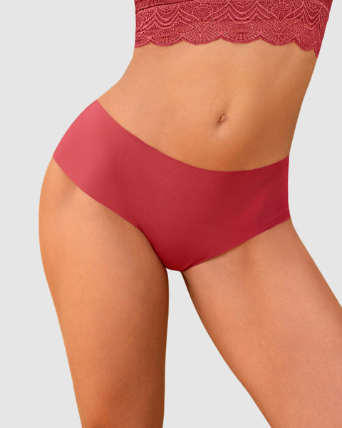 Calzón hípster invisible ultraplano sin elásticos y de pocas costuras#color_391-rojo-coral