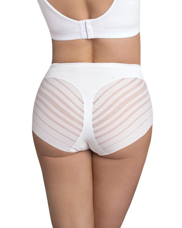 Calzón faja clásico con control moderado de abdomen y bandas en tul#color_000-blanco