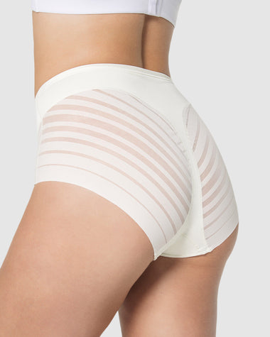 Calzón faja clásico con control moderado de abdomen y bandas en tul#color_000-blanco