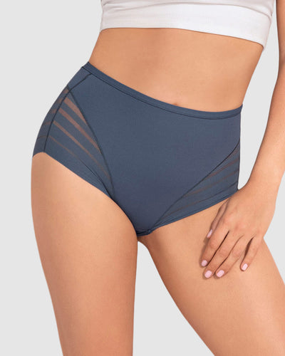 Calzón faja clásico con control moderado de abdomen y bandas en tul#color_589-azul-medio