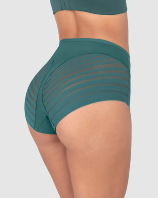 Calzón faja clásico con control moderado de abdomen y bandas en tul#color_613-verde-oscuro