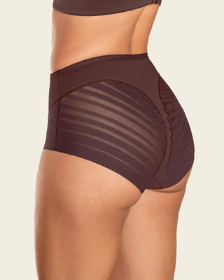 Calzón faja clásico con control moderado de abdomen y bandas en tul#color_c56-cocoa