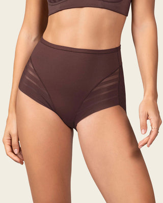 Calzón faja clásico con control moderado de abdomen y bandas en tul#color_c56-cocoa