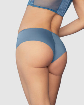 Sexy calzón cachetero en tela ultraliviana con encaje comodidad total#color_915-azul-medio