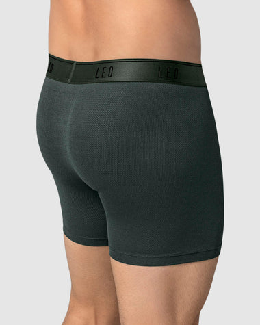 Bóxer medio diseño ergonómico ultrafresco y cómodo en microfibra#color_718-gris-elastico-verde